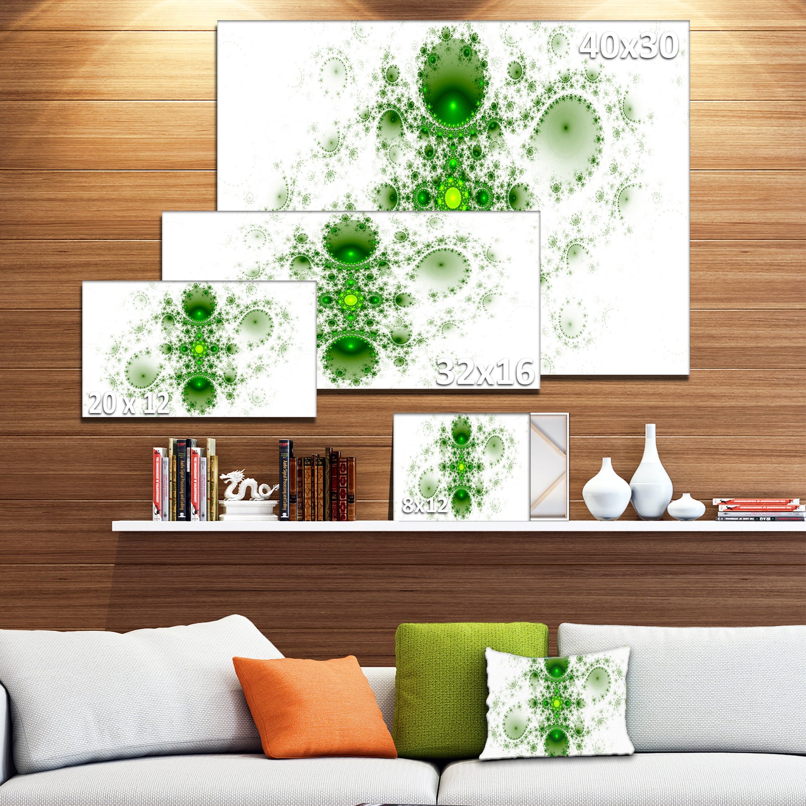 Cabalistic Nature Green Fractal Art - Abstract Wall Art Canvas