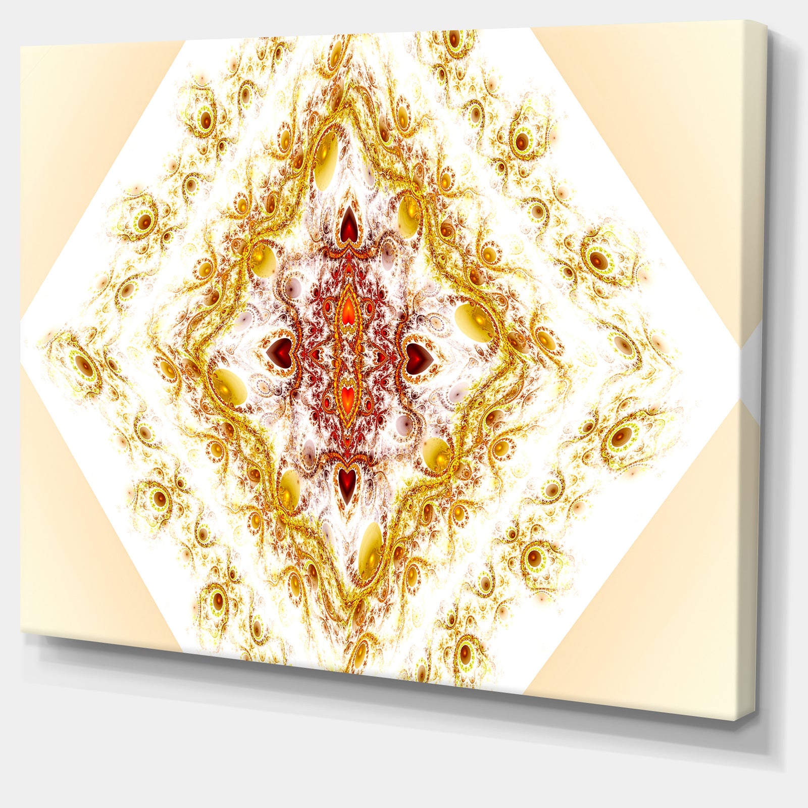 Yellow Rhombus Fractal Design - Abstract Wall Art Canvas