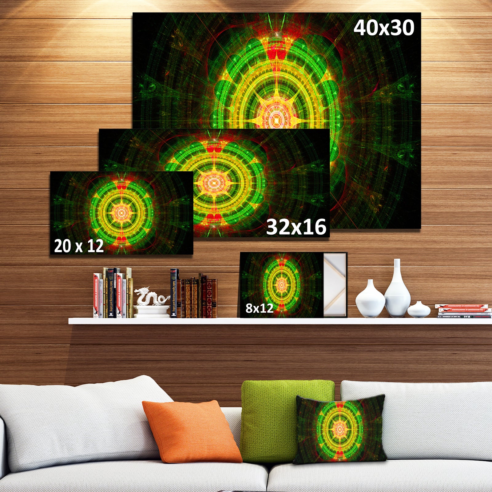 Bright Green Fractal Sphere - Abstract Wall Art Canvas