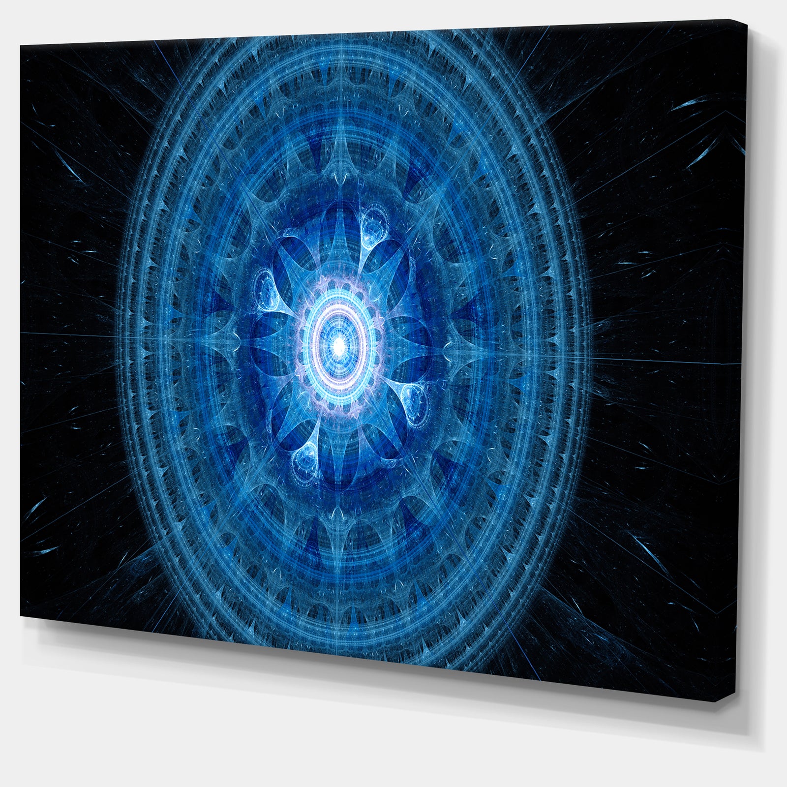 Bright Blue Fractal Sphere - Abstract Wall Art Canvas