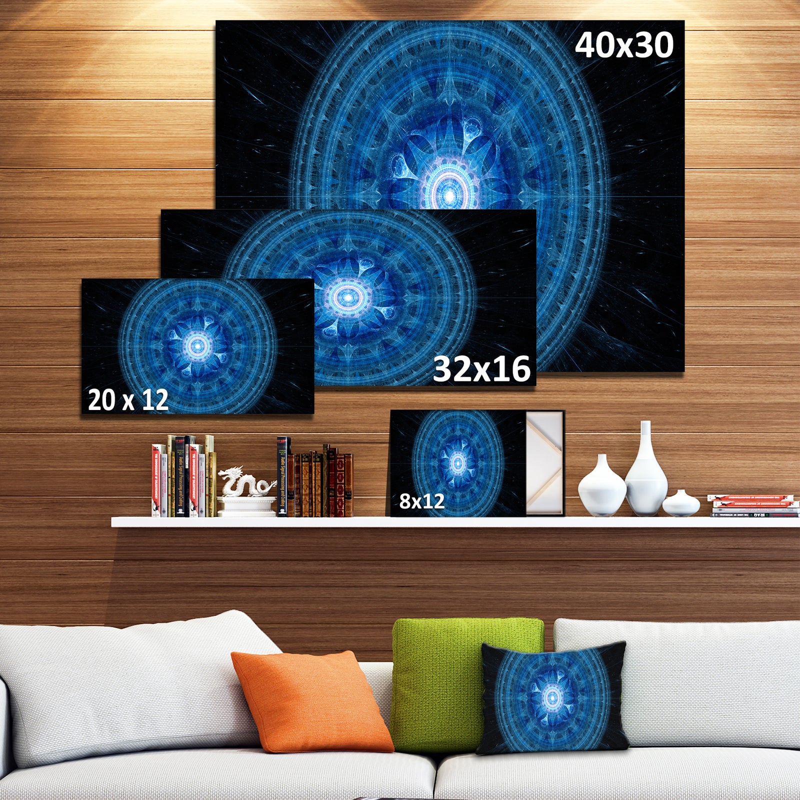 Bright Blue Fractal Sphere - Abstract Wall Art Canvas