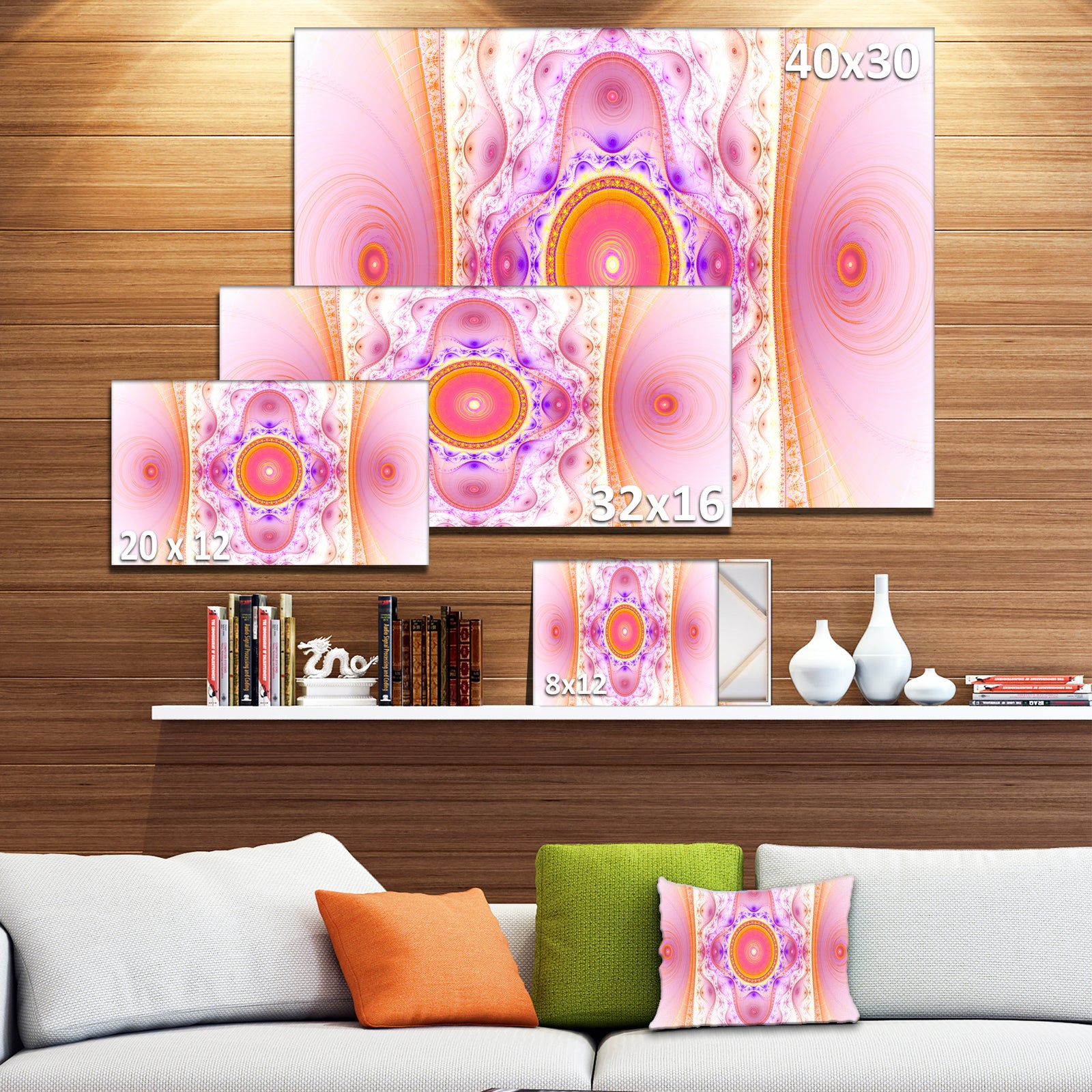 Cabalistic Pink Fractal Design - Abstract Wall Art Canvas