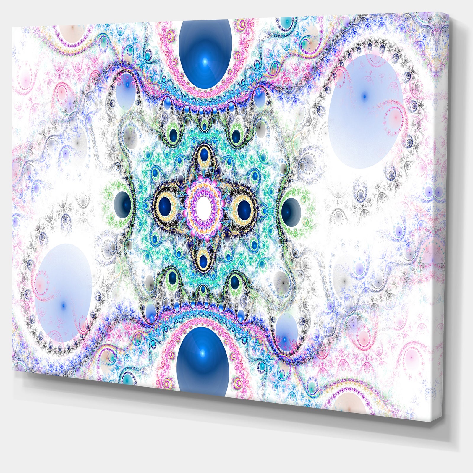 Cryptical Blue Fractal Pattern - Abstract Wall Art Canvas