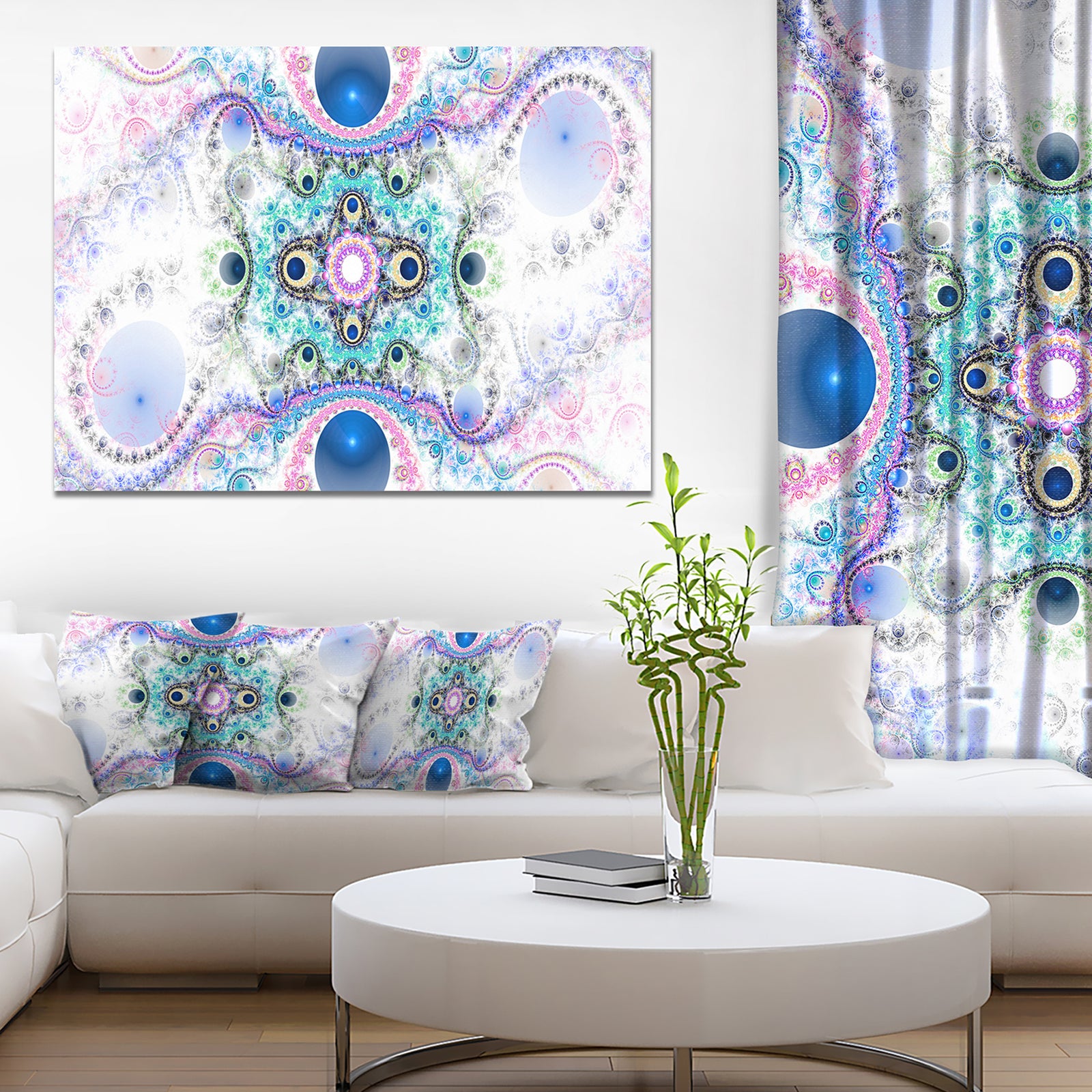 Cryptical Blue Fractal Pattern - Abstract Wall Art Canvas