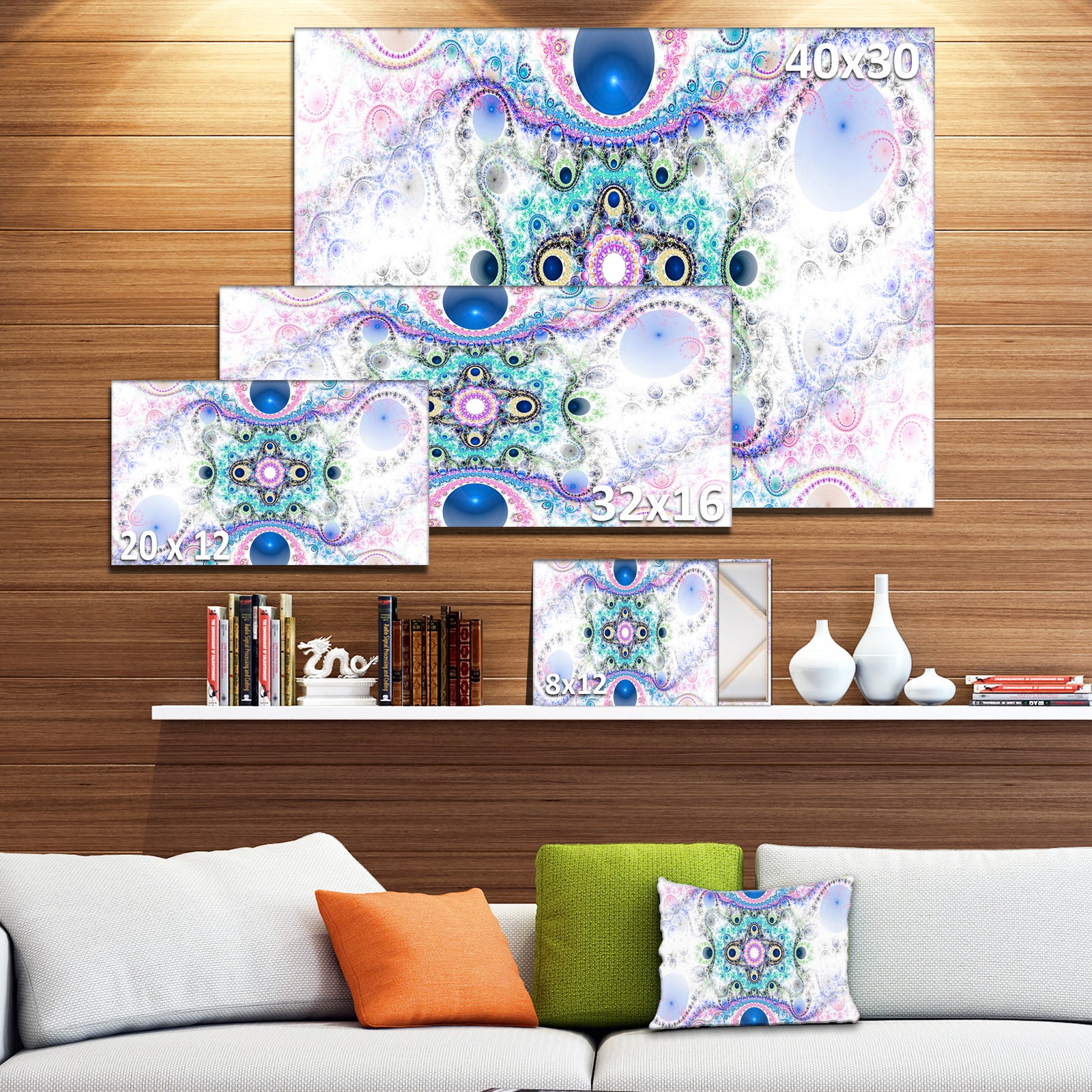 Cryptical Blue Fractal Pattern - Abstract Wall Art Canvas