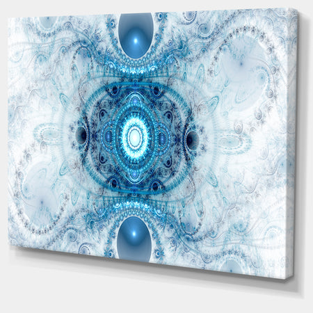 Light Blue Fractal Pattern - Abstract Wall Art Canvas