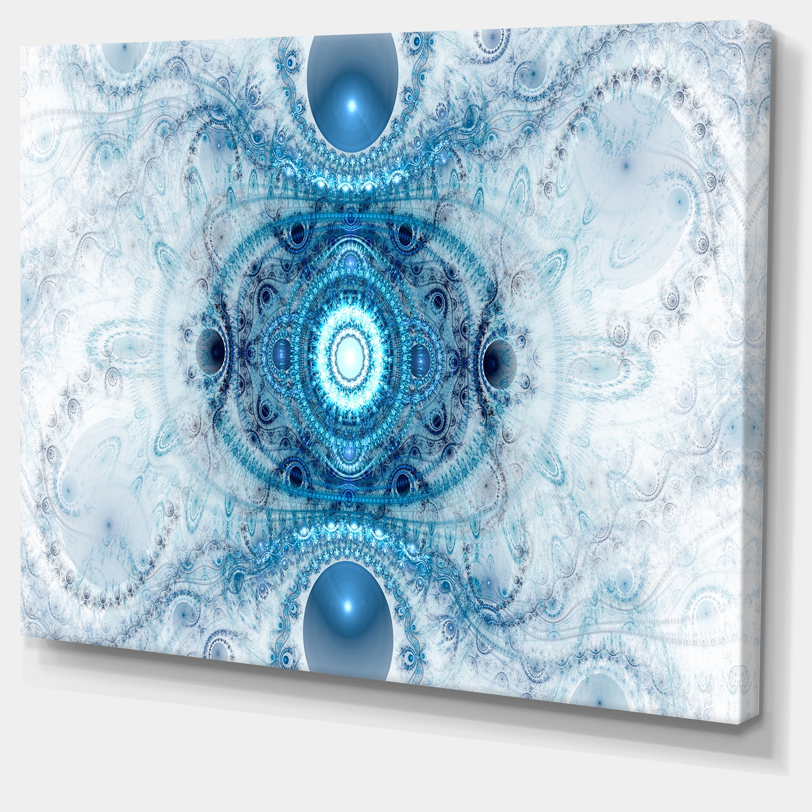 Light Blue Fractal Pattern - Abstract Wall Art Canvas