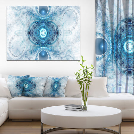Light Blue Fractal Pattern - Abstract Wall Art Canvas