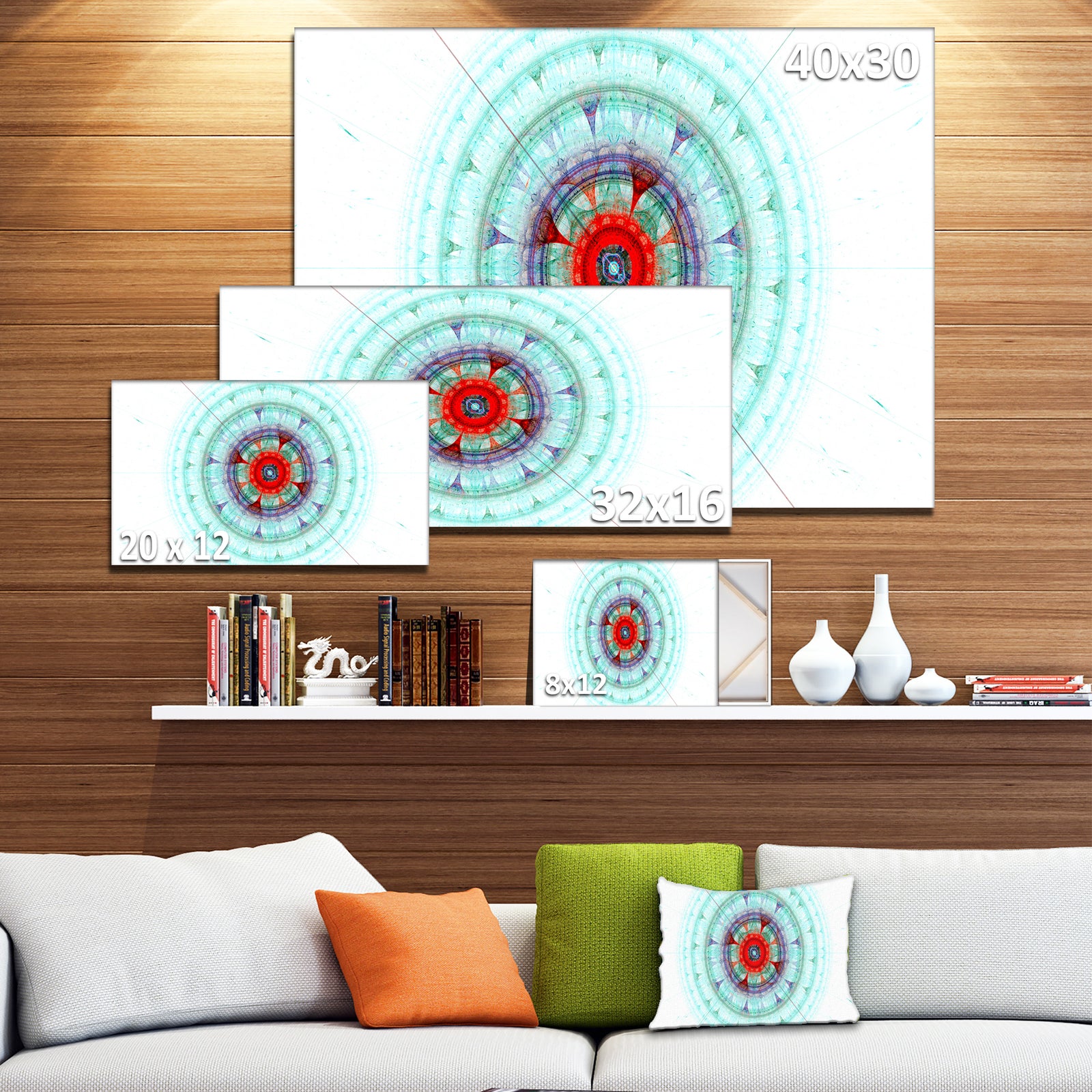 Light Blue Fractal Sphere - Abstract Wall Art Canvas