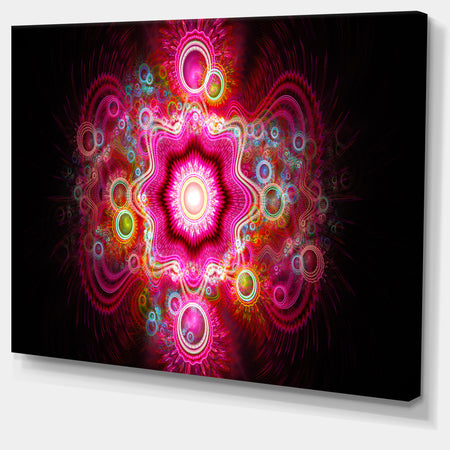 Bright Pink Fractal Flower - Abstract Wall Art Canvas