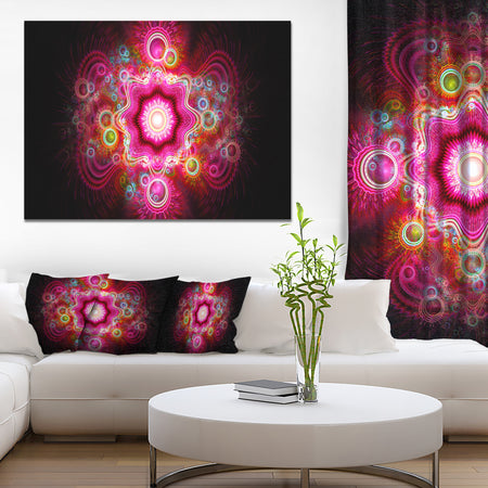 Bright Pink Fractal Flower - Abstract Wall Art Canvas