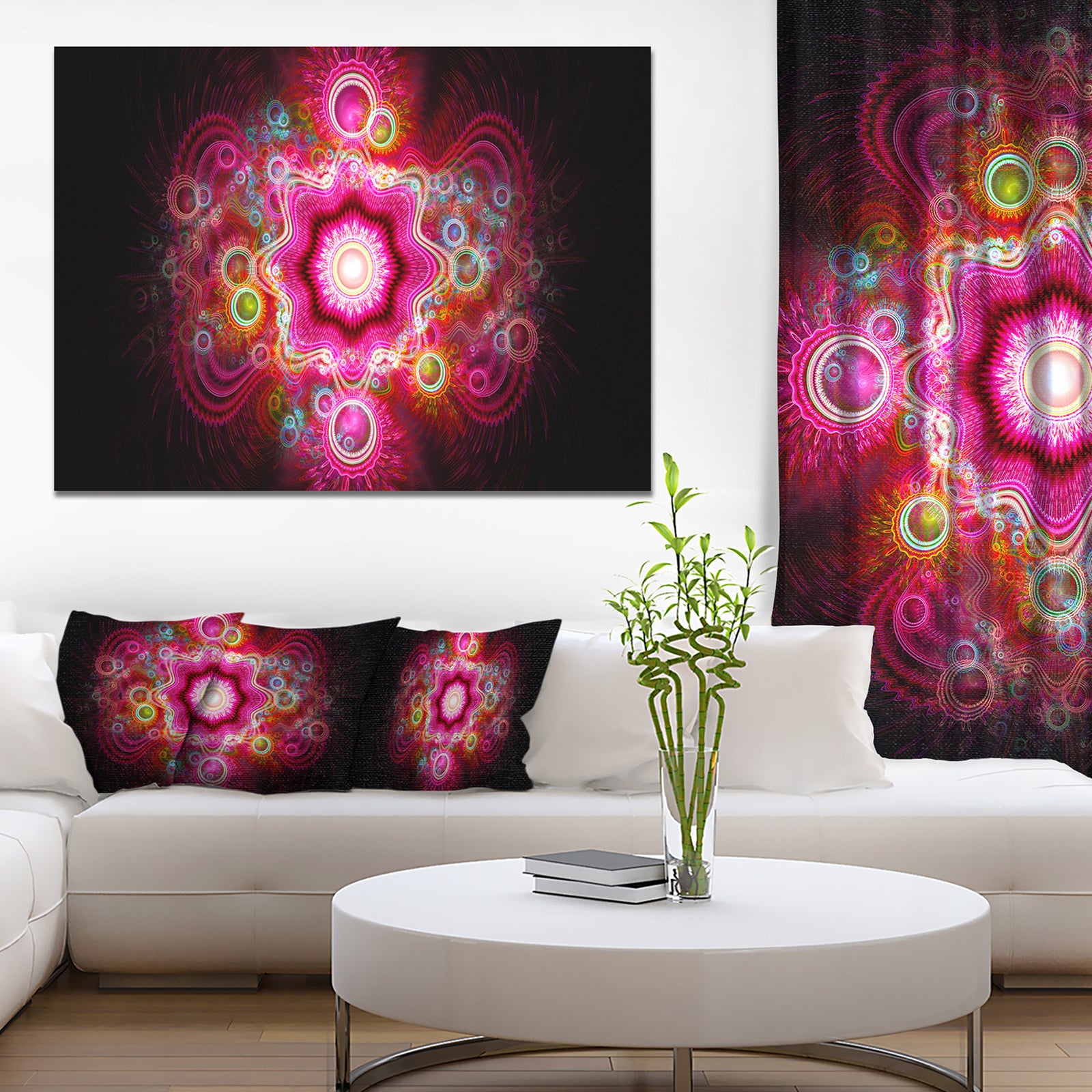 Bright Pink Fractal Flower - Abstract Wall Art Canvas