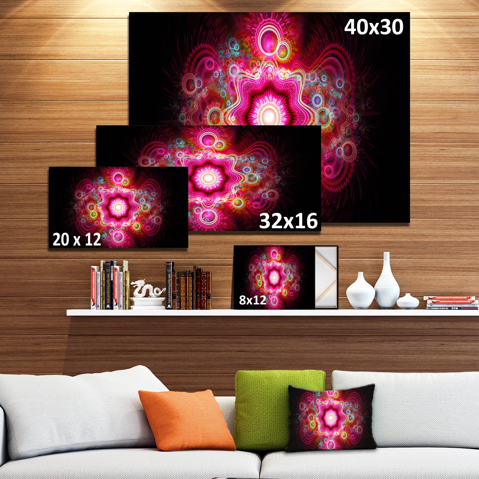 Bright Pink Fractal Flower - Abstract Wall Art Canvas