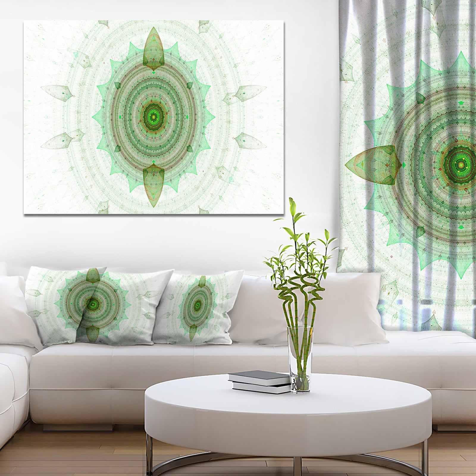 Light Green Cryptical Sphere - Abstract Wall Art Canvas
