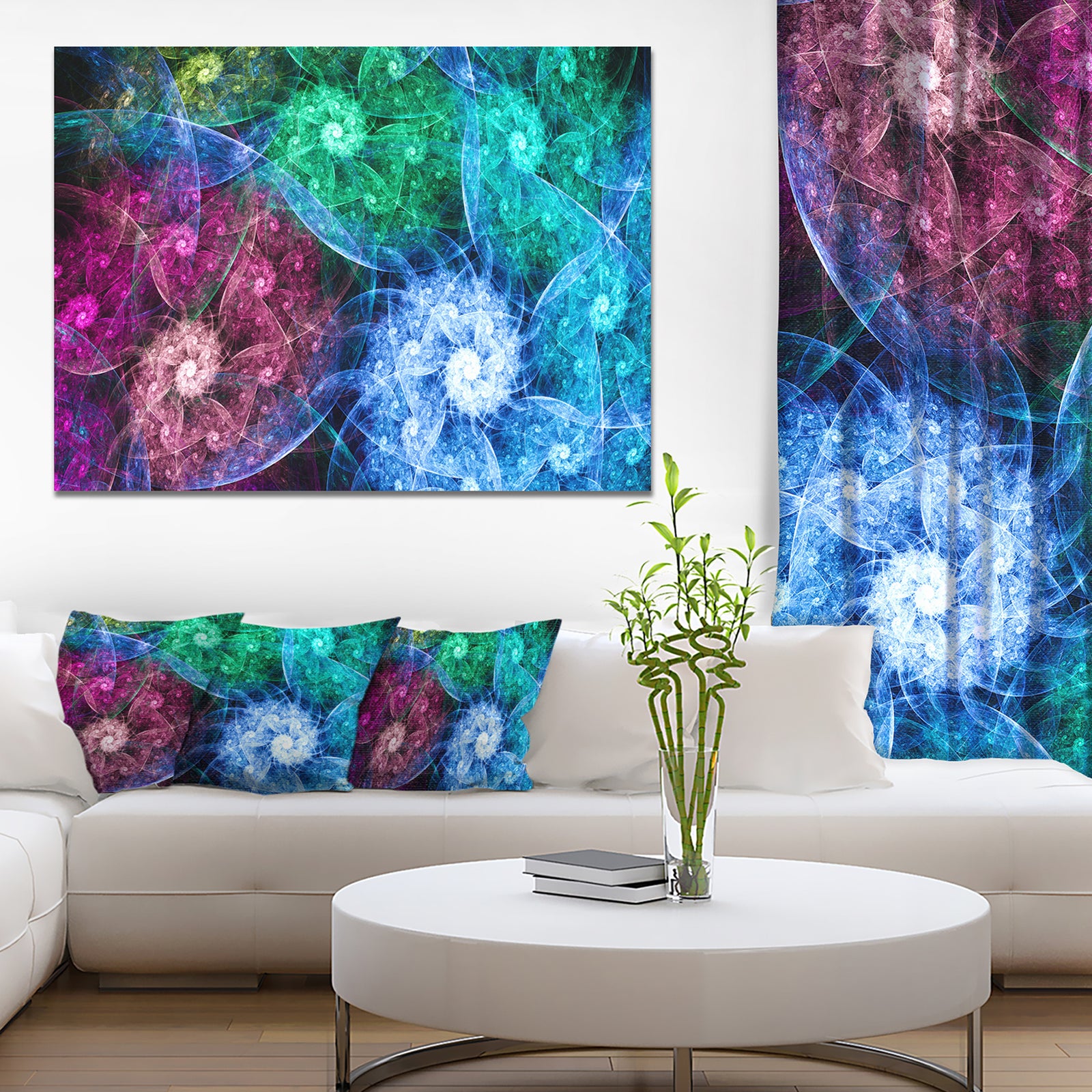 Multi-Color Bright Exotic Flowers - Abstract Wall Art Canvas