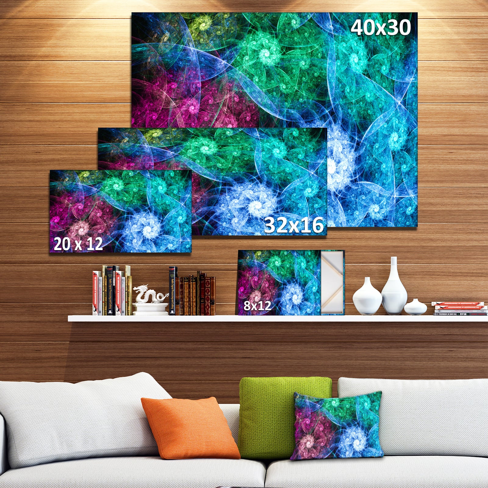 Multi-Color Bright Exotic Flowers - Abstract Wall Art Canvas