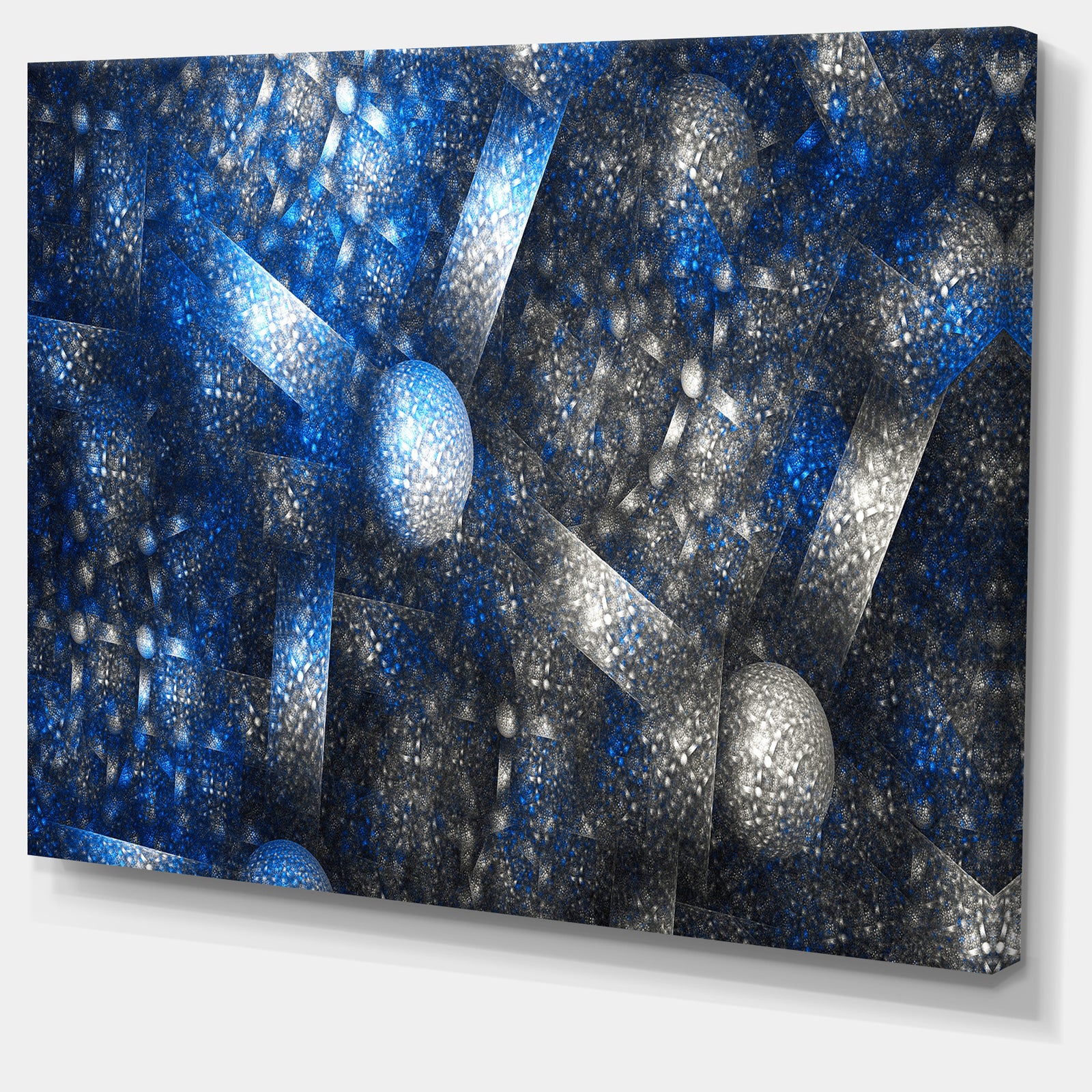 Crystal Cell Dark Blue Steel Texture - Abstract Wall Art Canvas