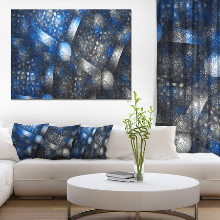 Crystal Cell Dark Blue Steel Texture - Abstract Wall Art Canvas