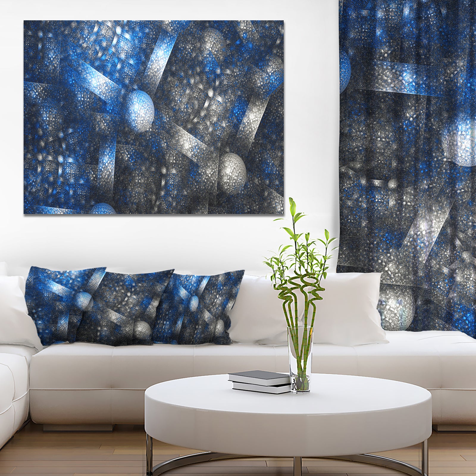 Crystal Cell Dark Blue Steel Texture - Abstract Wall Art Canvas