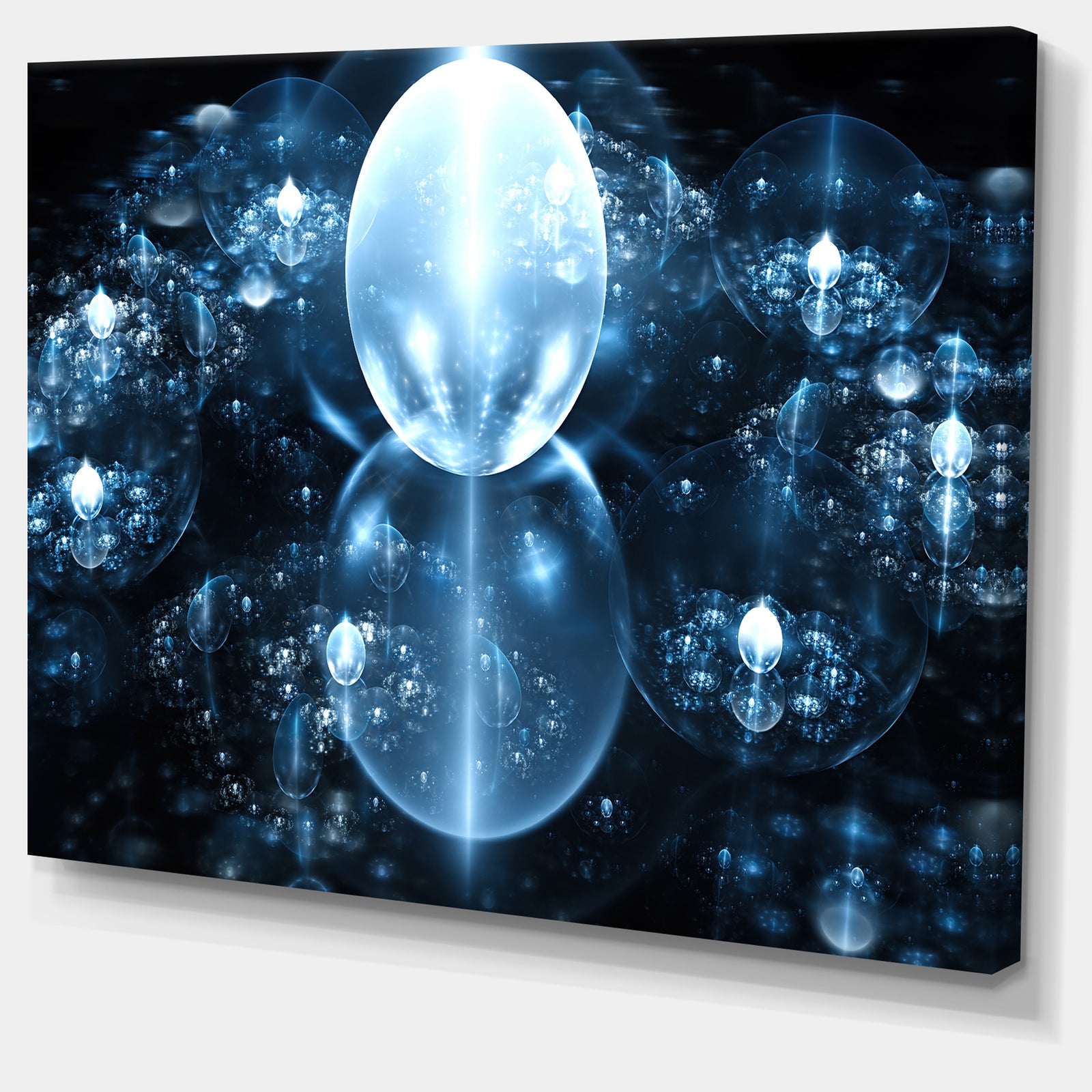 Blue Water Drops on Mirror - Abstract Wall Art Canvas