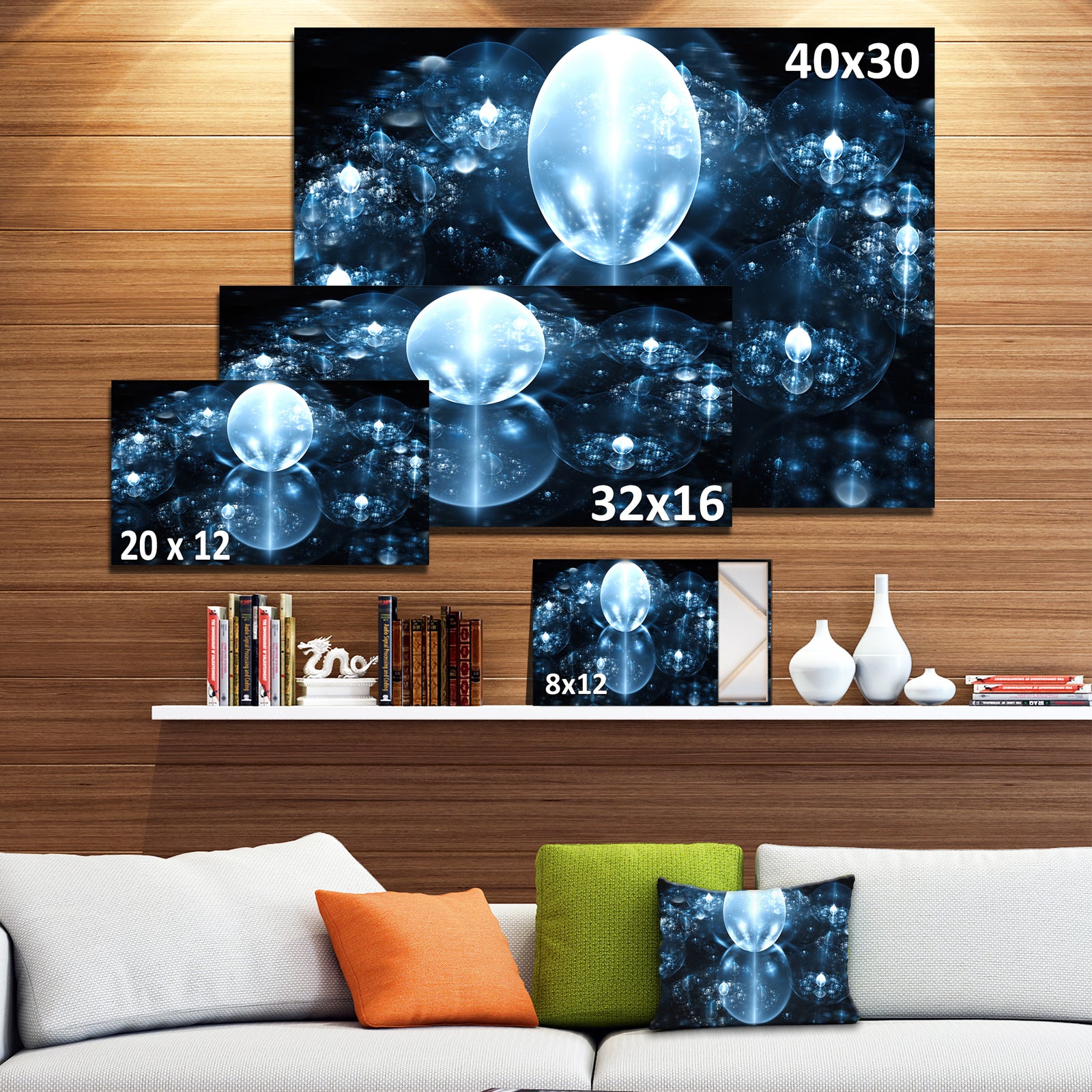 Blue Water Drops on Mirror - Abstract Wall Art Canvas