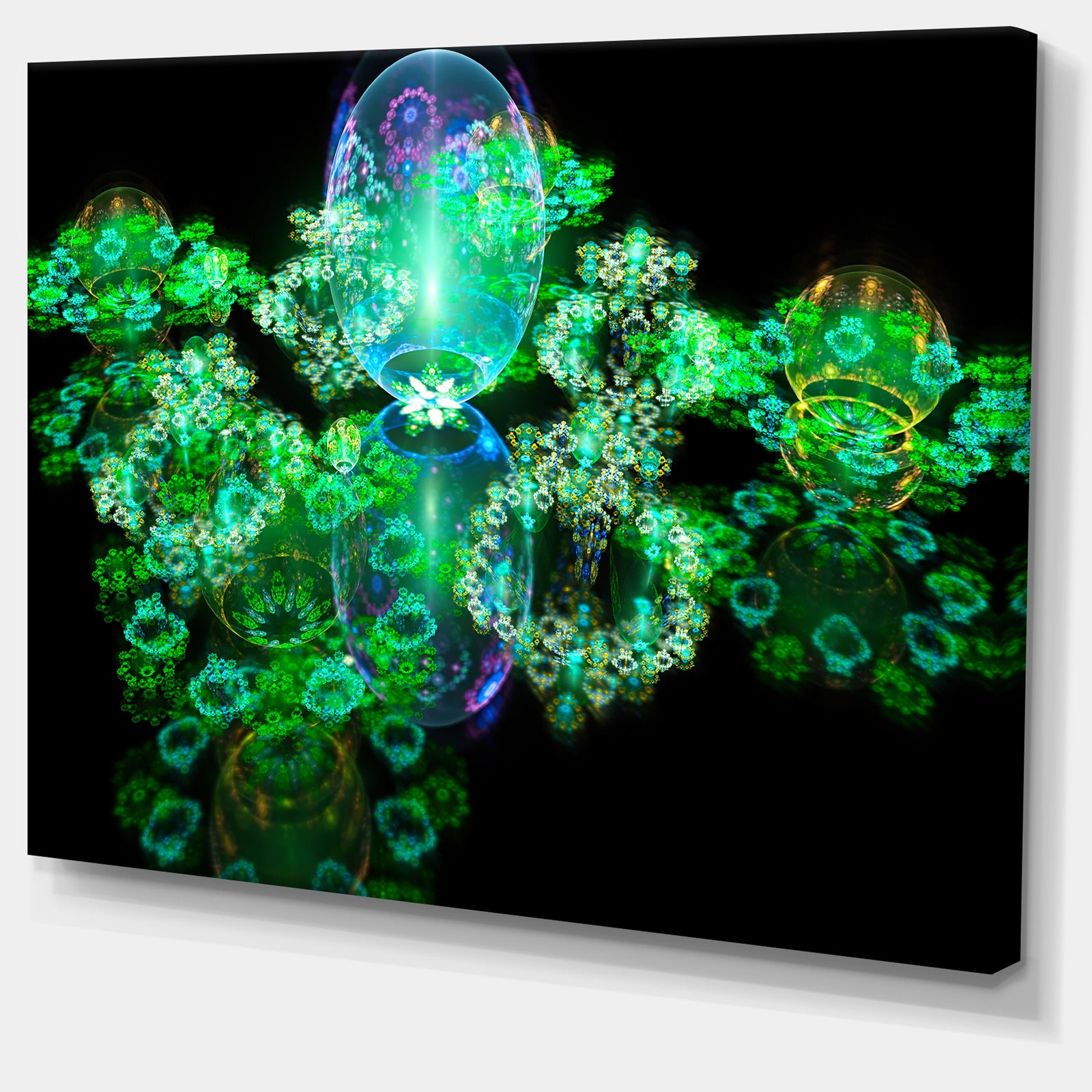 Green Water Drops on Mirror - Extra Large Abstract Canvas Art Print