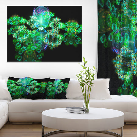 Green Water Drops on Mirror - Extra Large Abstract Canvas Art Print