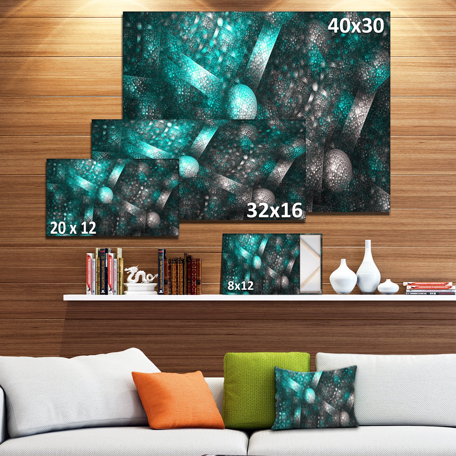 Crystal Cell Blue Steel Texture - Extra Large Abstract Canvas Art Print