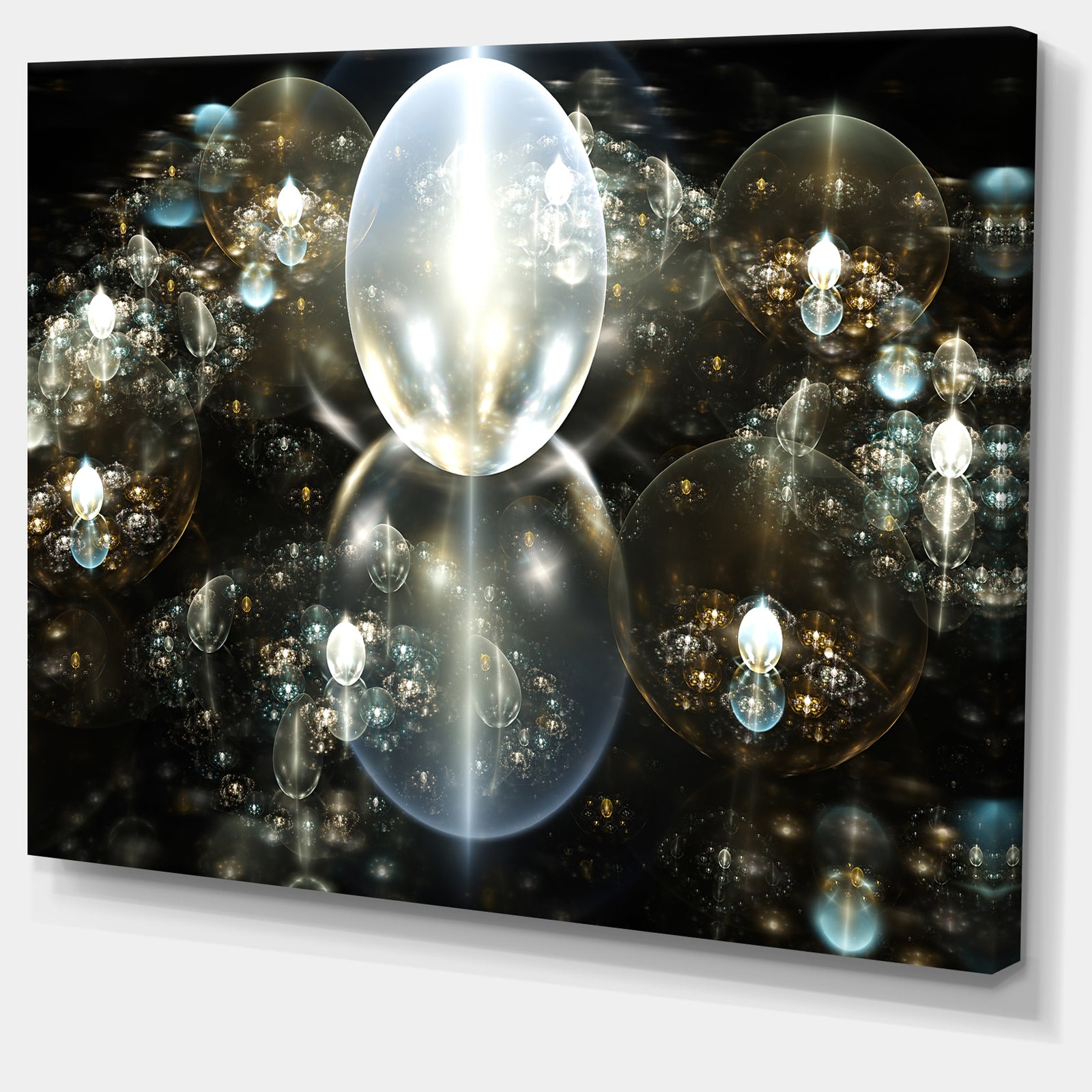 Golden Water Drops on Mirror - Extra Large Abstract Canvas Art Print