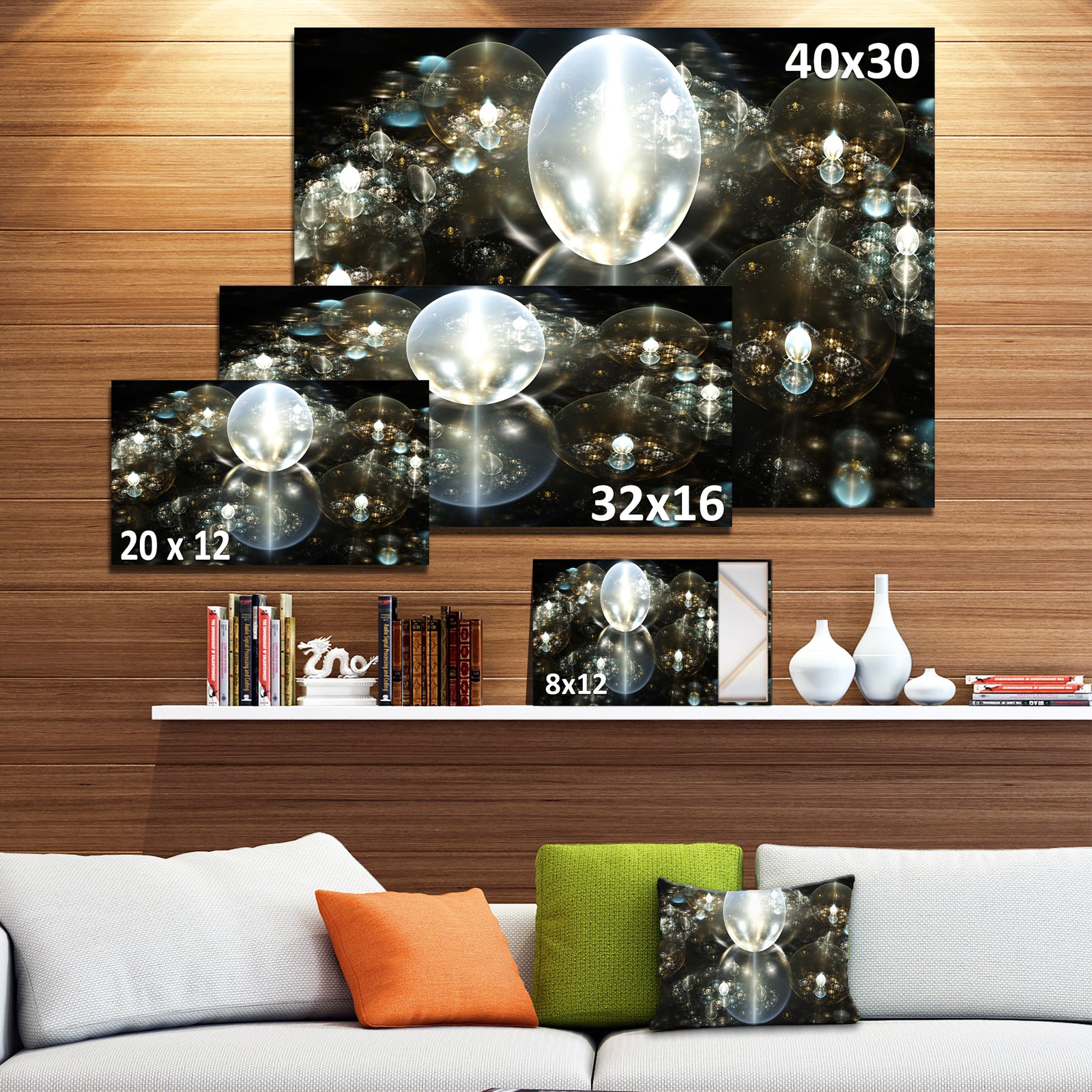 Golden Water Drops on Mirror - Extra Large Abstract Canvas Art Print