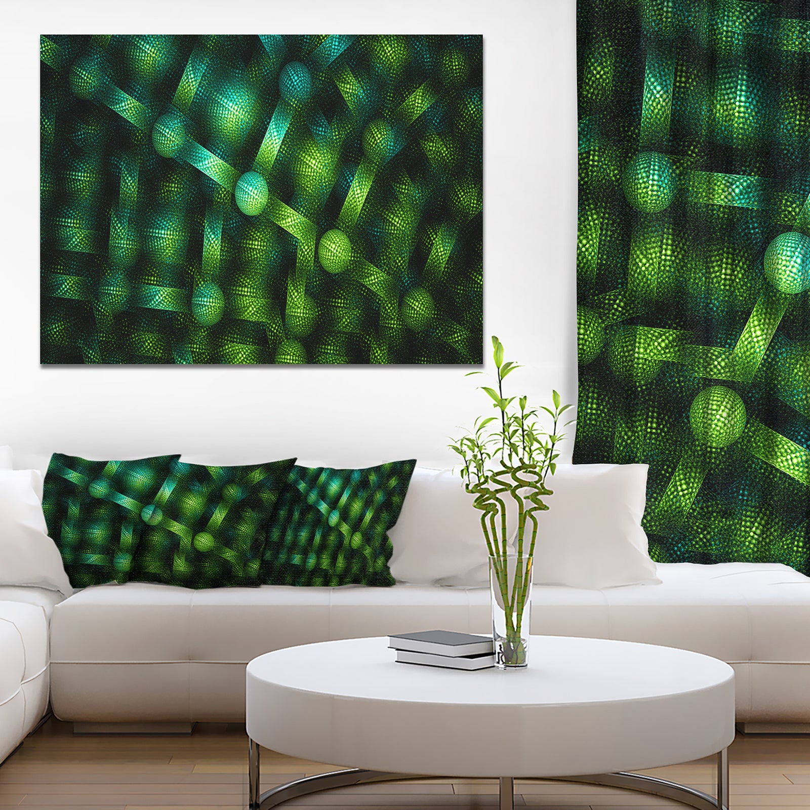 Crystal Cell Green Steel Texture - Extra Large Abstract Canvas Art Print