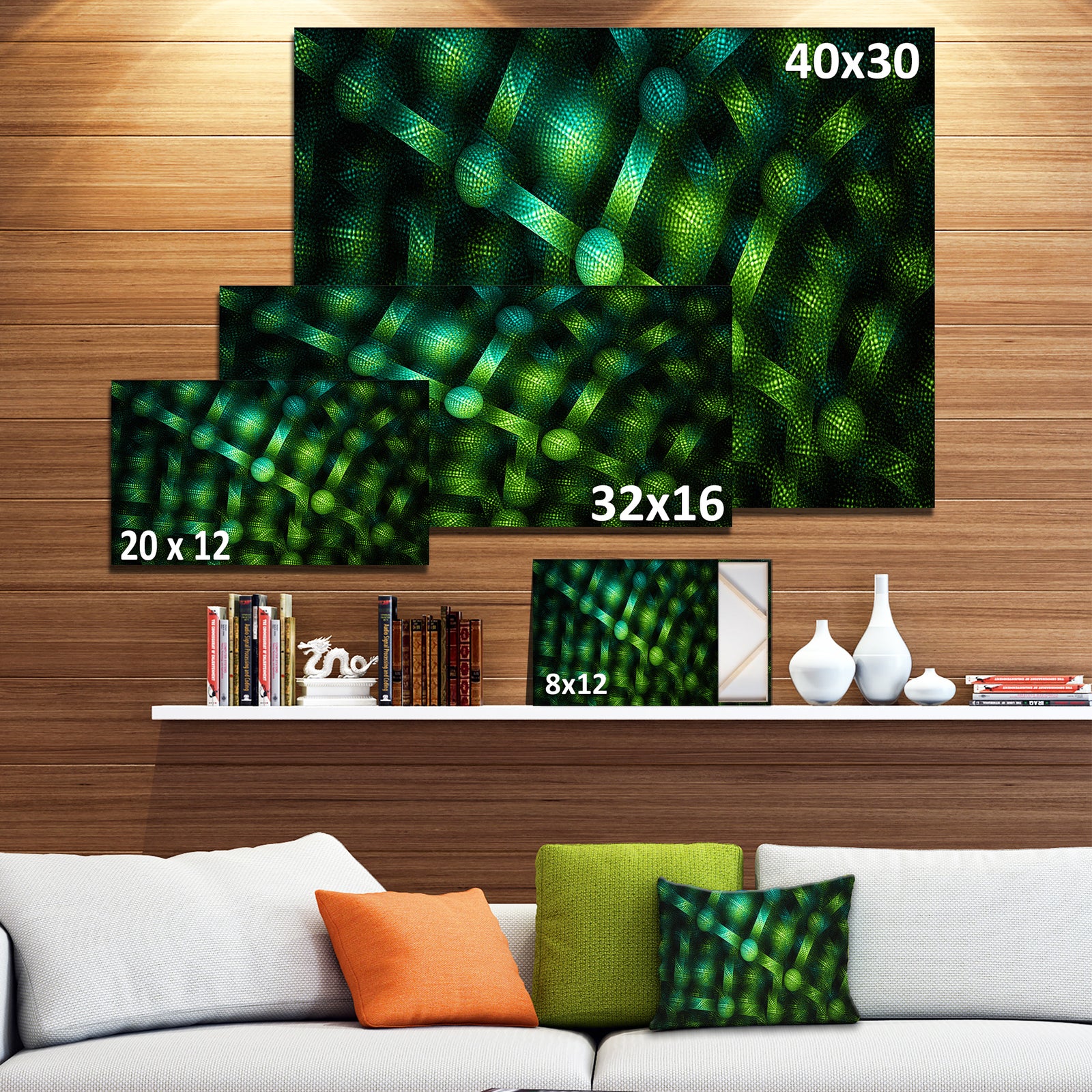 Crystal Cell Green Steel Texture - Extra Large Abstract Canvas Art Print