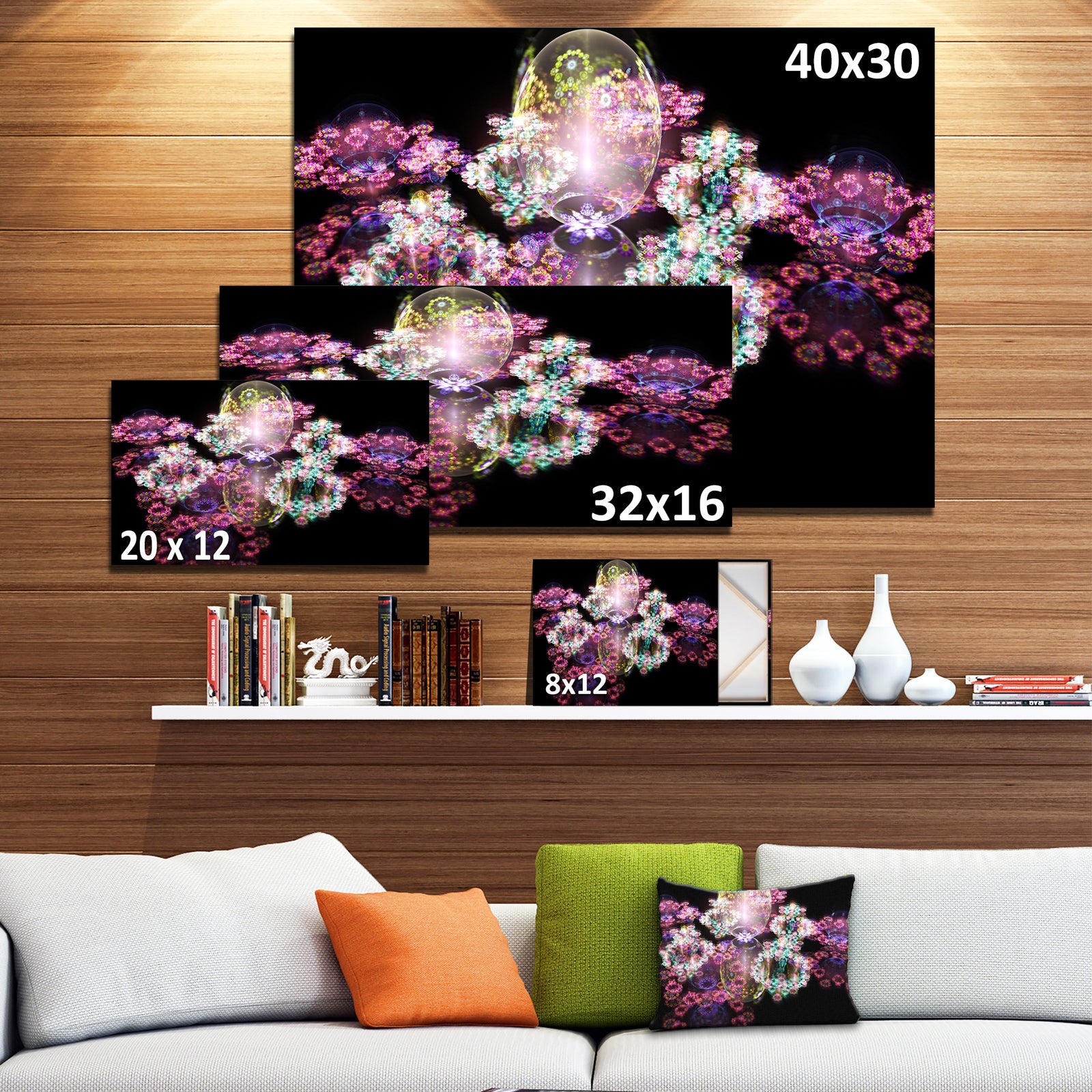 Pink Water Drops on Mirror - Extra Large Abstract Canvas Art Print