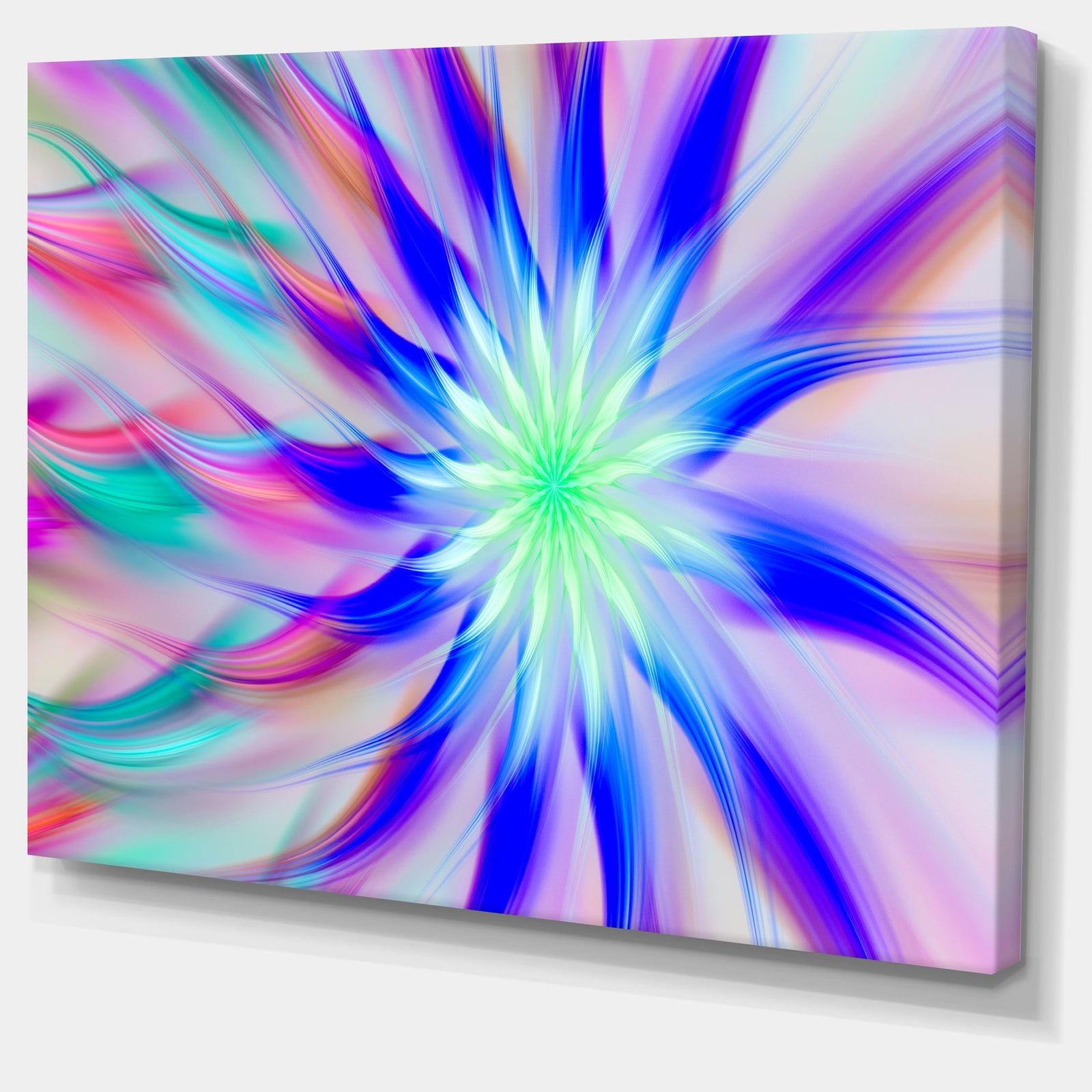 Exotic Blue Fractal Spiral Flower - Extra Large Abstract Canvas Art Print