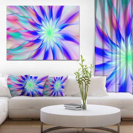 Exotic Blue Fractal Spiral Flower - Extra Large Abstract Canvas Art Print