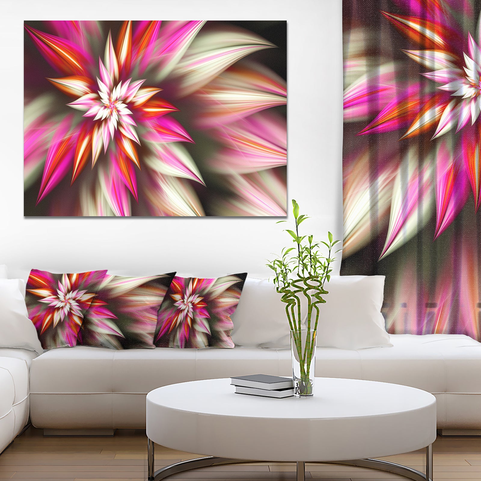 Exotic Red Fractal Spiral Flower - Extra Large Abstract Canvas Art Print