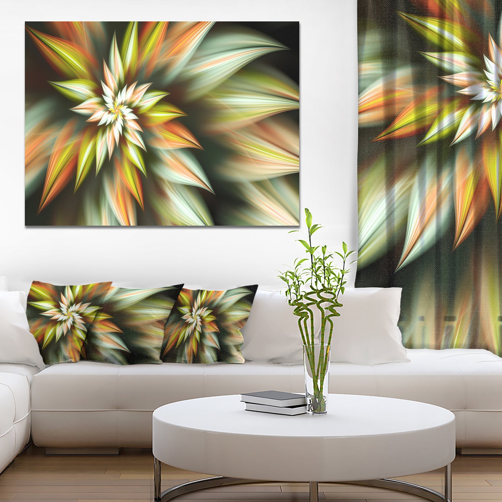 Exotic Brown Fractal Spiral Flower - Extra Large Abstract Canvas Art Print