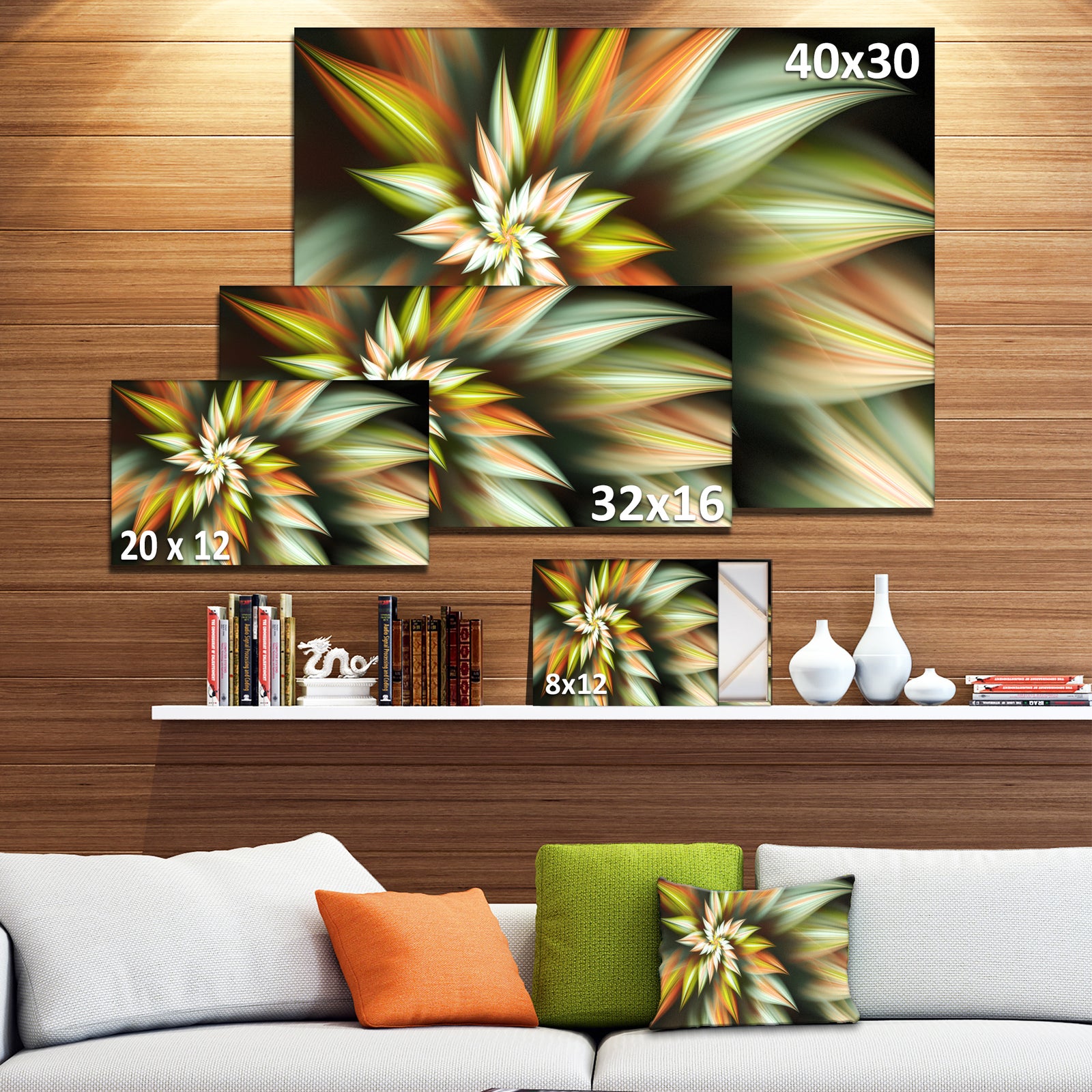 Exotic Brown Fractal Spiral Flower - Extra Large Abstract Canvas Art Print