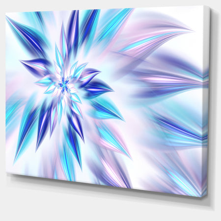 Light Blue Fractal Spiral Flower - Extra Large Abstract Canvas Art Print