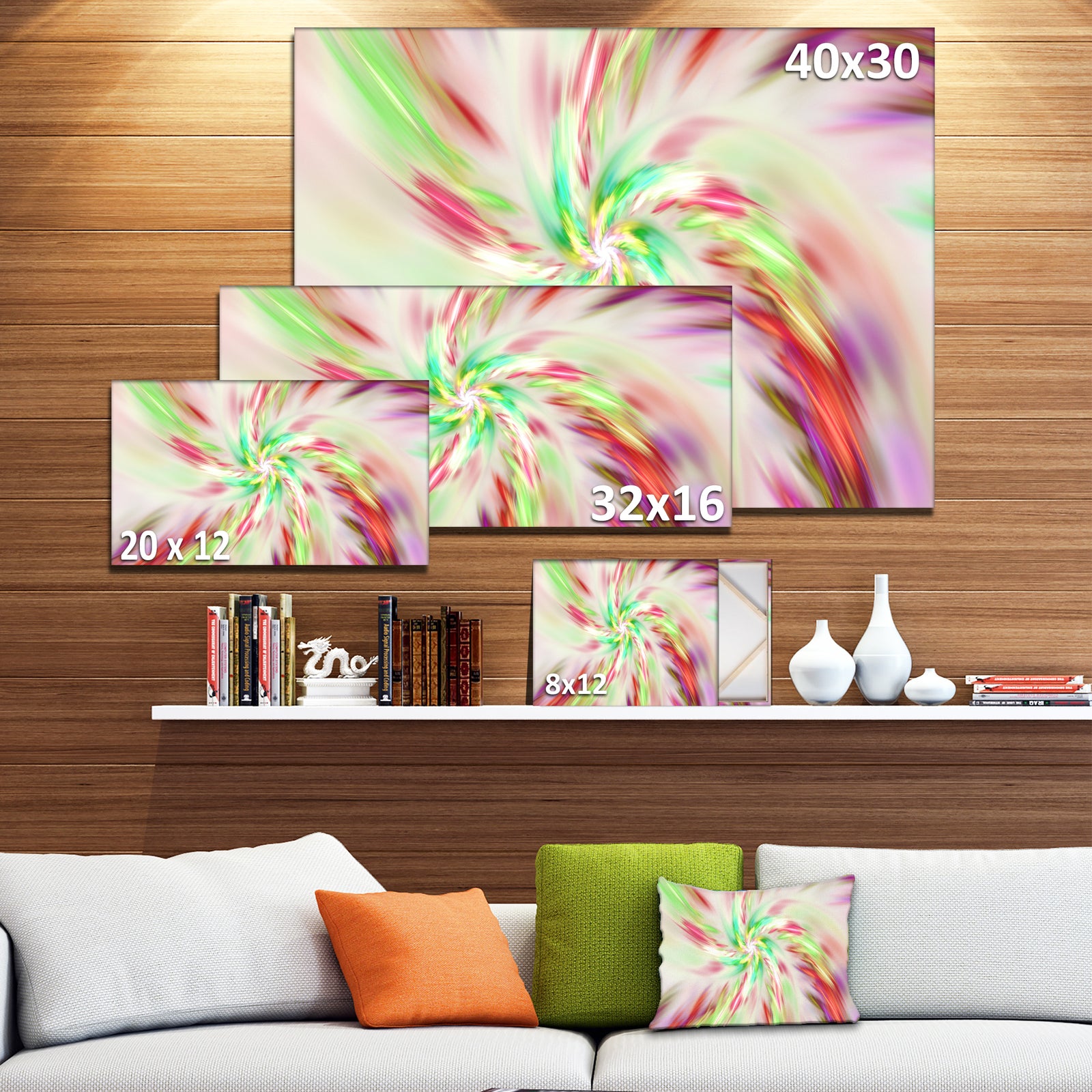 Exotic Multi-Color Spiral Flower - Extra Large Abstract Canvas Art Print