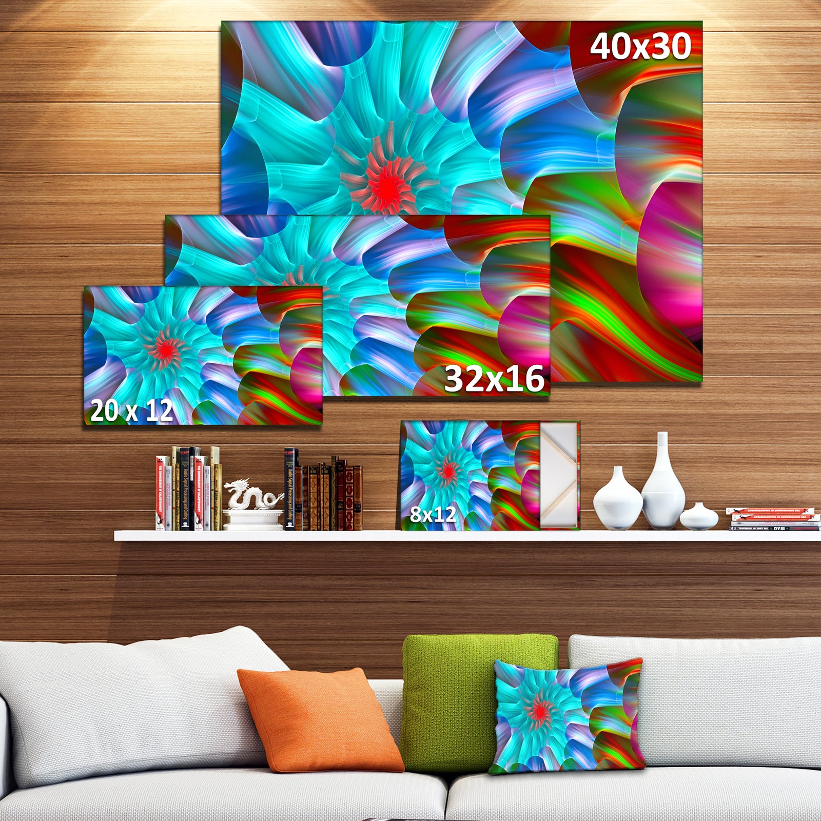 Multi-Layered Fractal Spirals - Extra Large Abstract Canvas Art Print