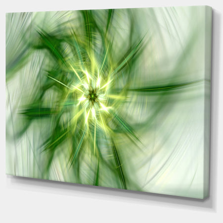 Rotating Bright Green Flower - Extra Large Abstract Canvas Art Print