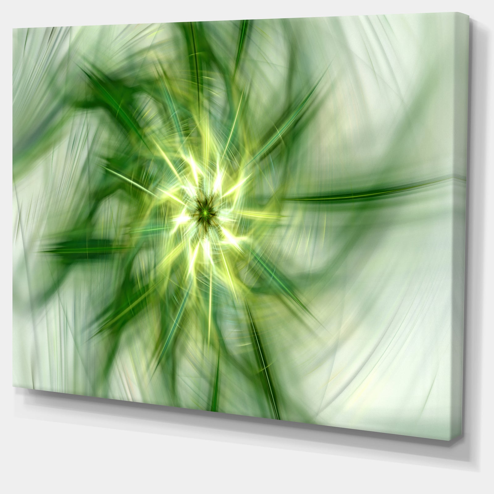 Rotating Bright Green Flower - Extra Large Abstract Canvas Art Print