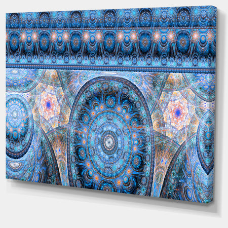 Light Blue Living Cells Fractal Design - Extra Large Abstract Canvas Art Print