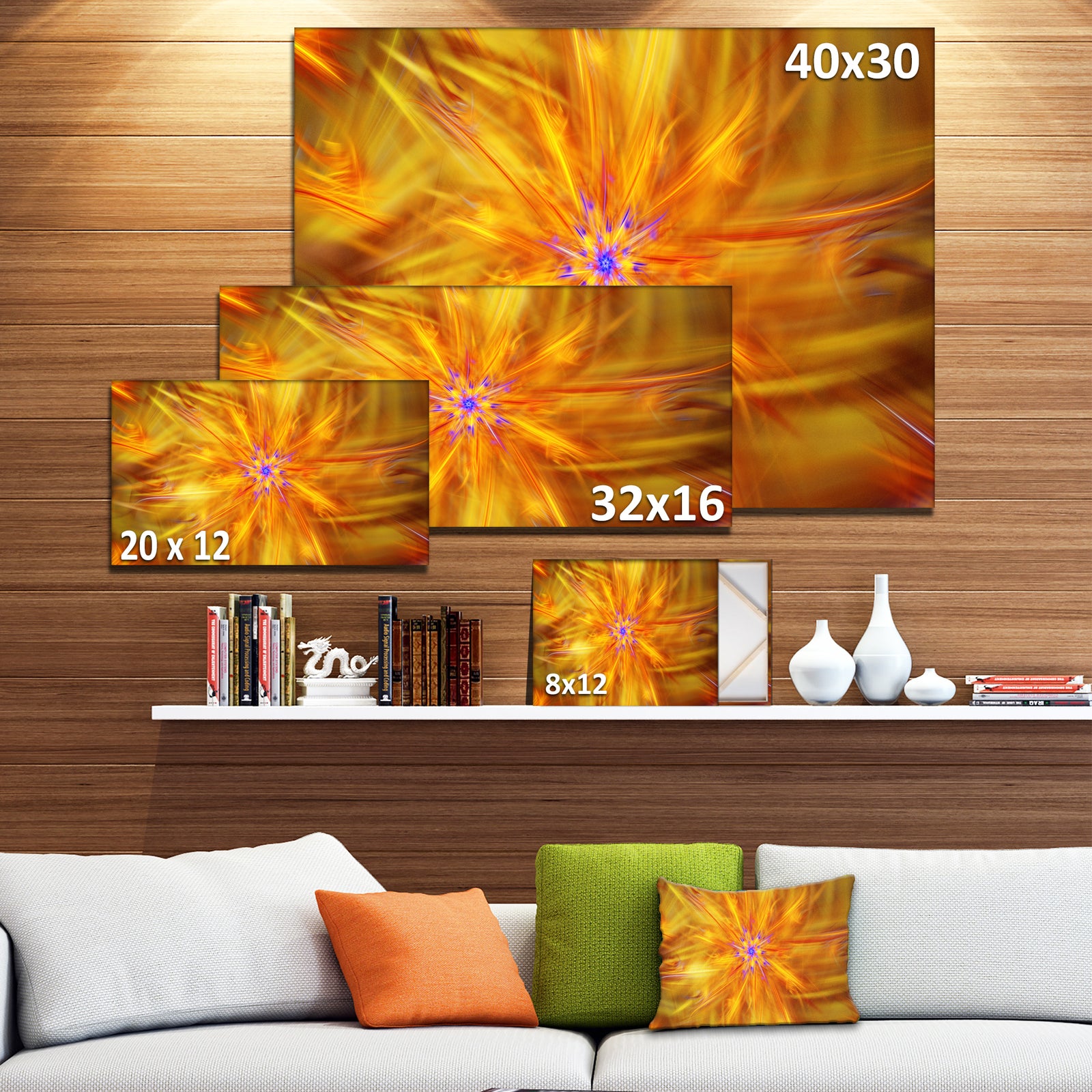 Glowing Brightest Star Exotic Flower - Extra Large Abstract Canvas Art Print