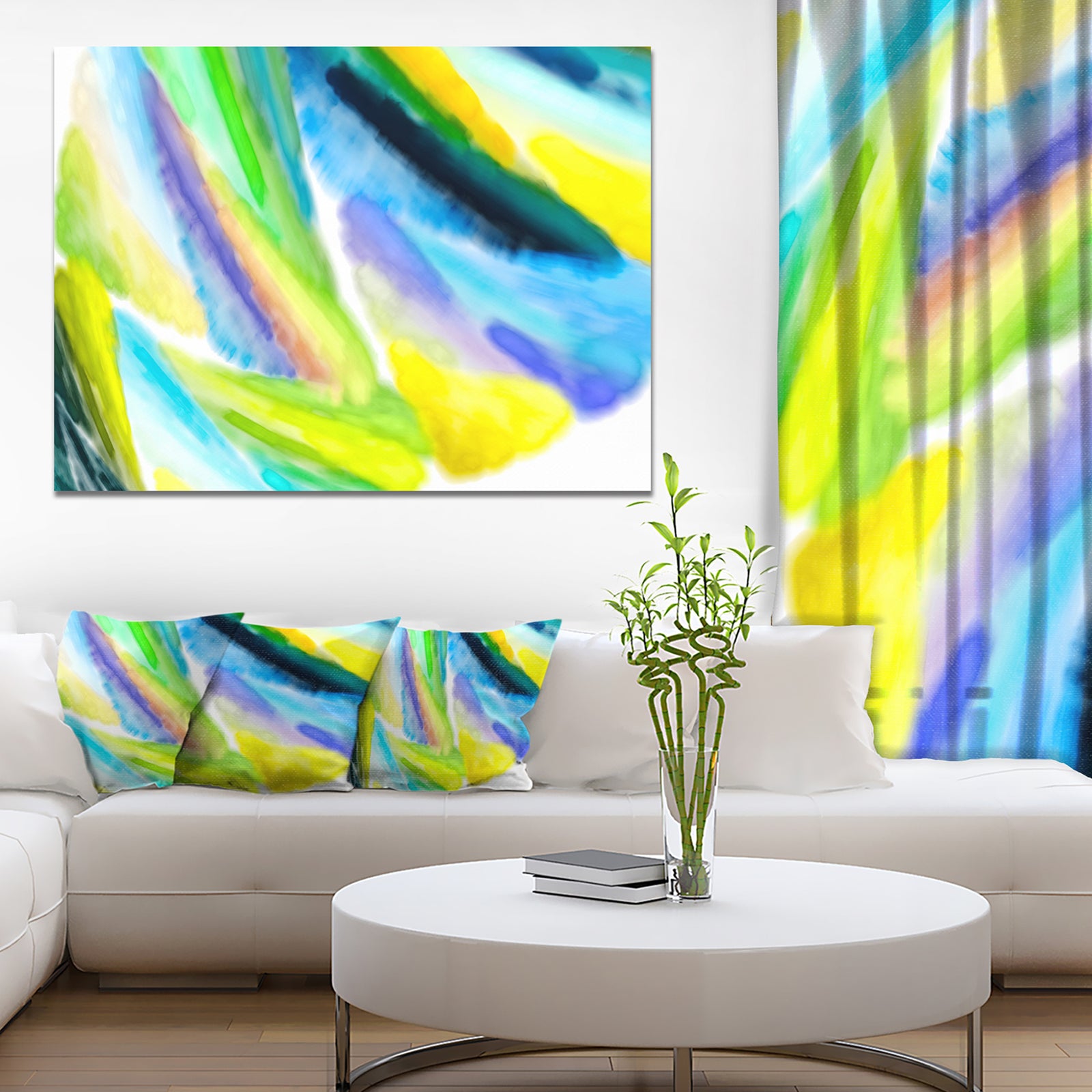 Green Vibrant Brushstrokes - Extra Large Abstract Canvas Art Print