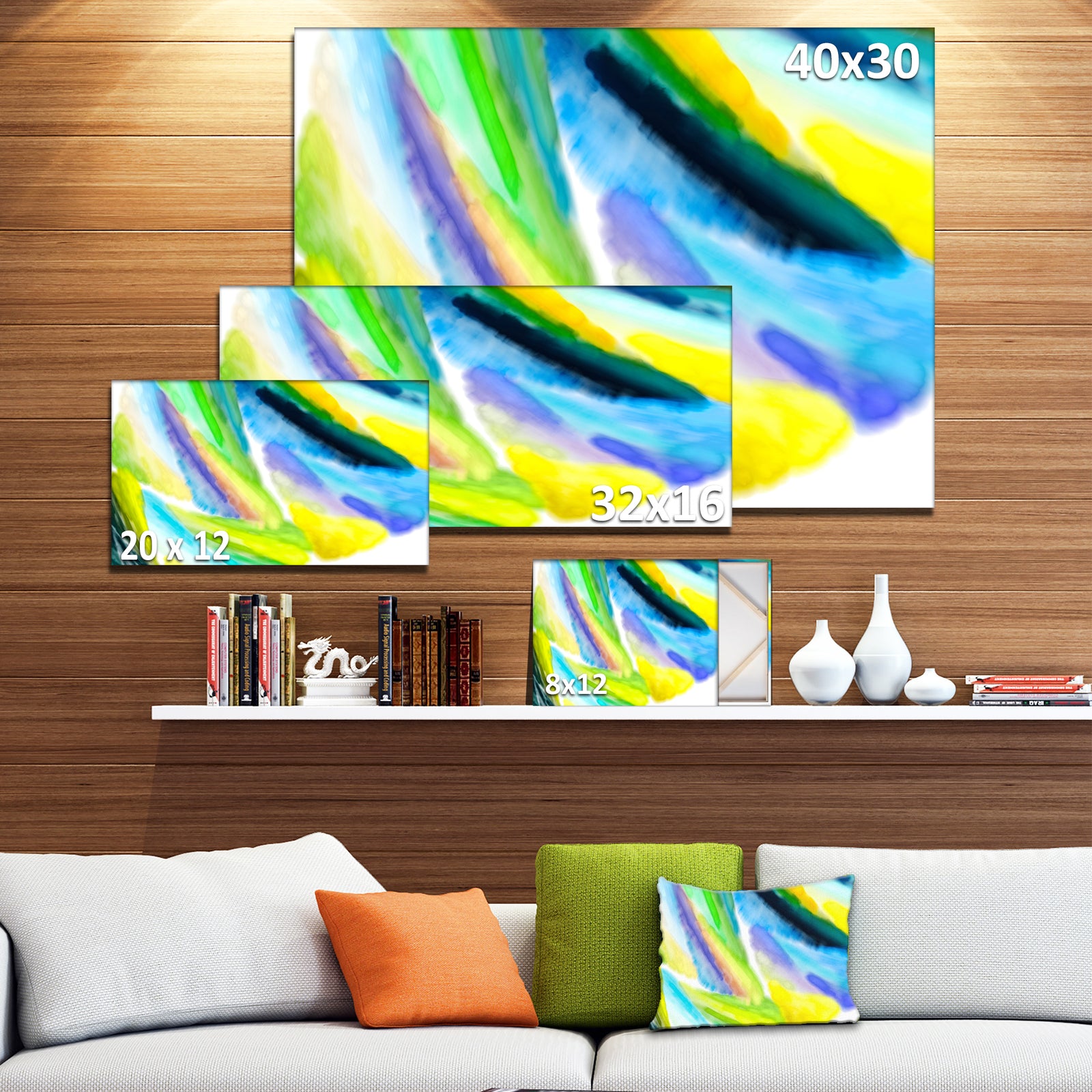 Green Vibrant Brushstrokes - Extra Large Abstract Canvas Art Print