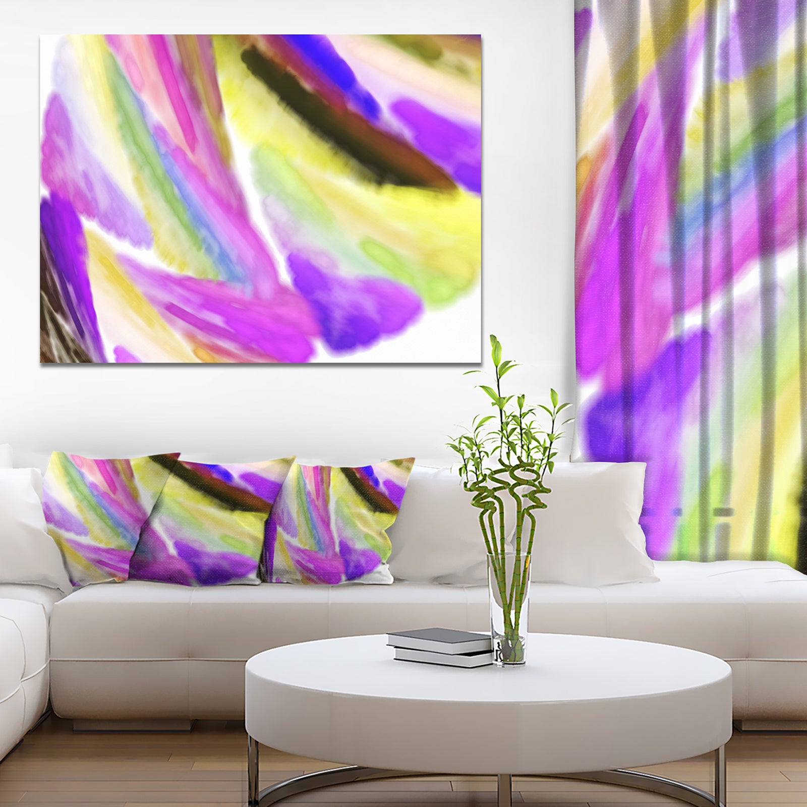 Purple Vibrant Brushstrokes - Extra Large Abstract Canvas Art Print