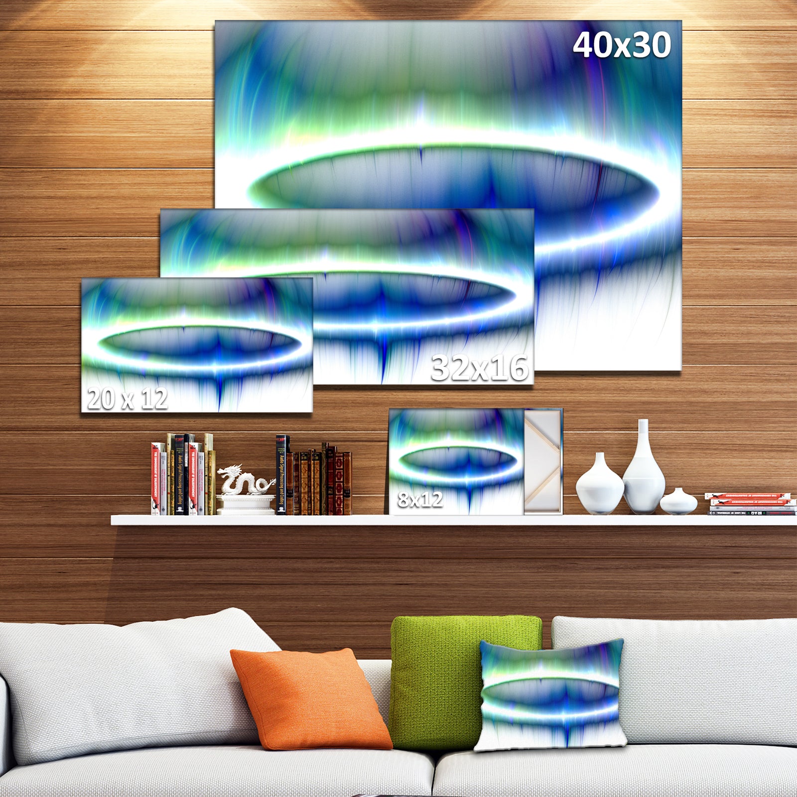 Beautiful Blue Northern Lights - Extra Large Abstract Canvas Art Print