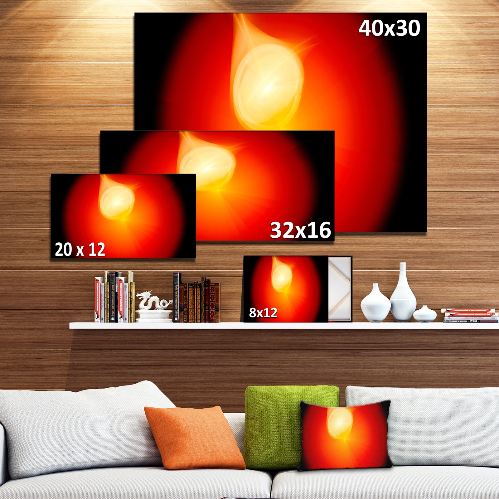 Glowing Red Misty Sphere - Extra Large Abstract Canvas Art Print